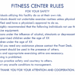 DI – FITNESS CENTER RULES 29.75 X 23 INCH